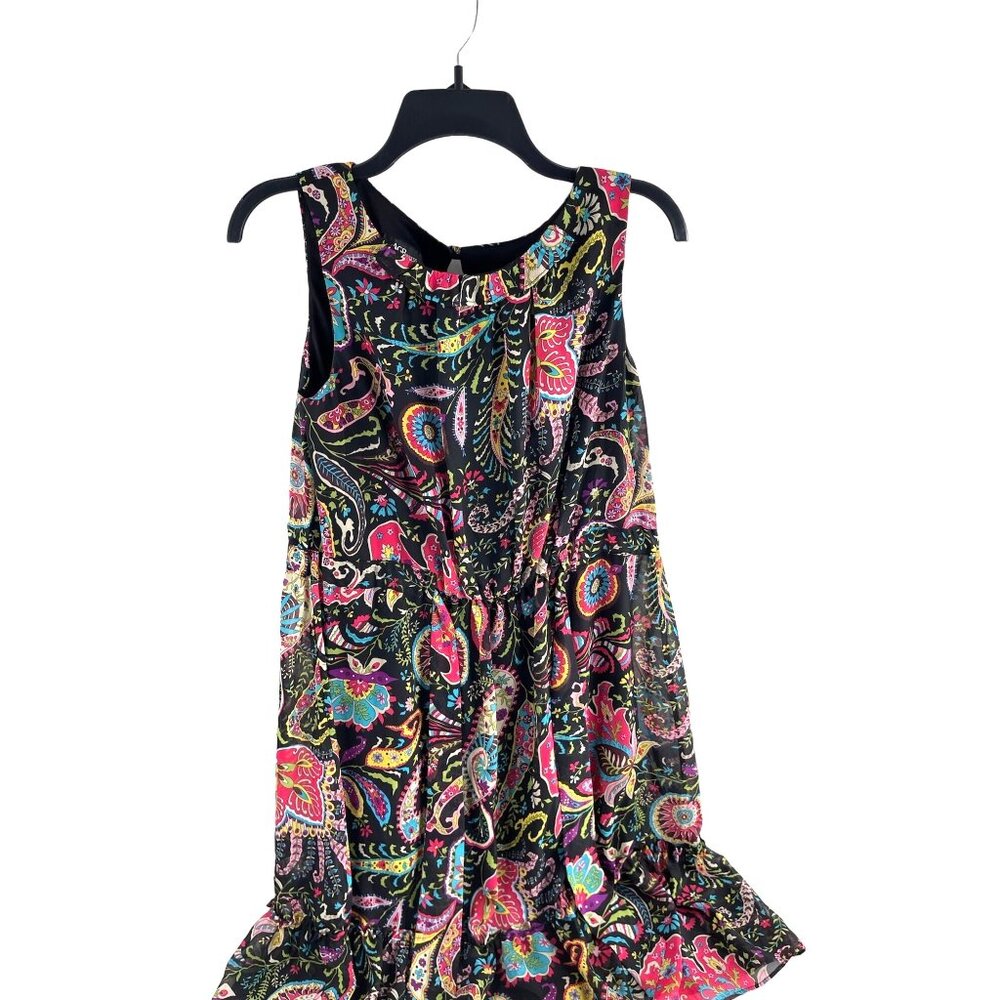 AGB Dress Size 6 Black Colorful Paisley Sleeveless Knee-Length 100% Polyester Wo